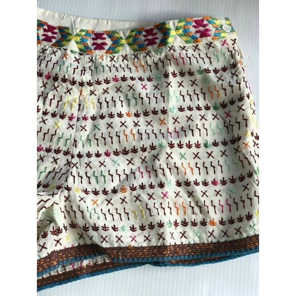 Love Sam Women's Ivory Colorful Crepe Lined shorts - Picture 8 of 12